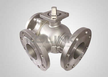 صمام الكرة ثلاثي الطرق من الصلب المصبوب L-Port T-Port Flanged DN15-DN200